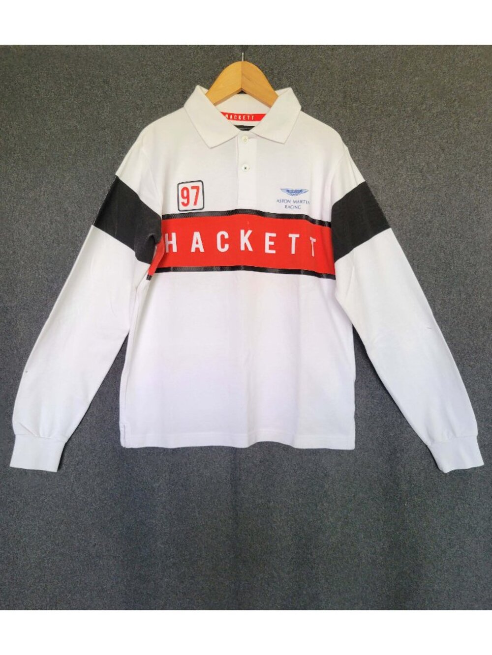 Hackett London Aston Martin Racing White Red Long Sleeve Tee Motorsport 11/12Y
